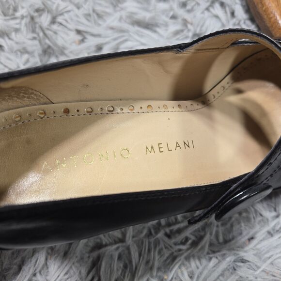 Antonio Melani Womens Size 7.5M Black Leather Stretch Buckle Block Heels Pumps - Picture 7 of 9